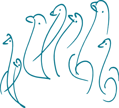 Een <em>Soul-Bird</em> (‘ziel-vogel’) tekening van Sri Chinmoy